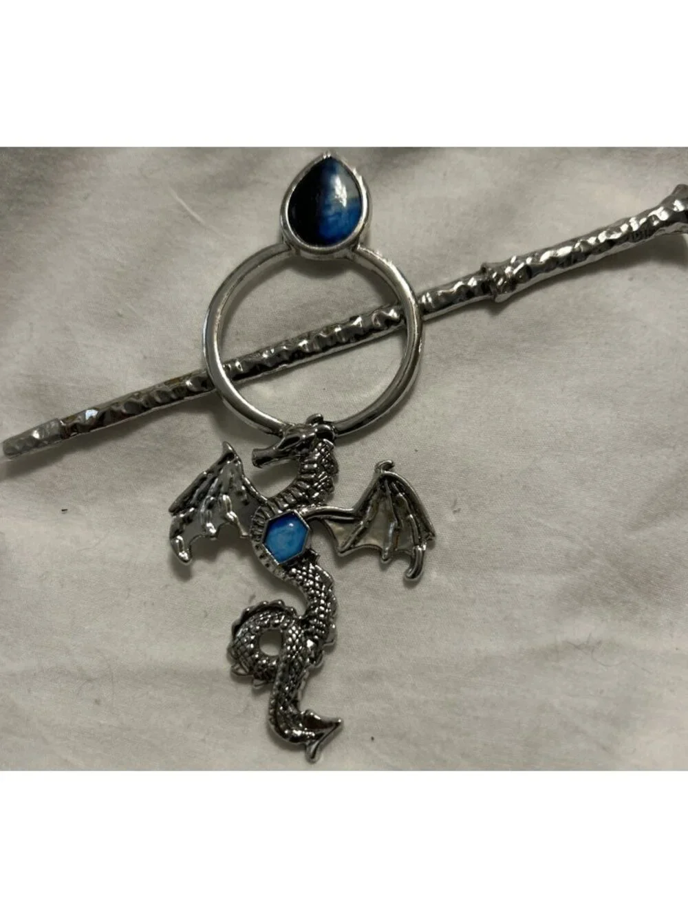 Dark Blue & Light Blue Dragon Hair Pin Metal Flying Mythical Methodology Dragon